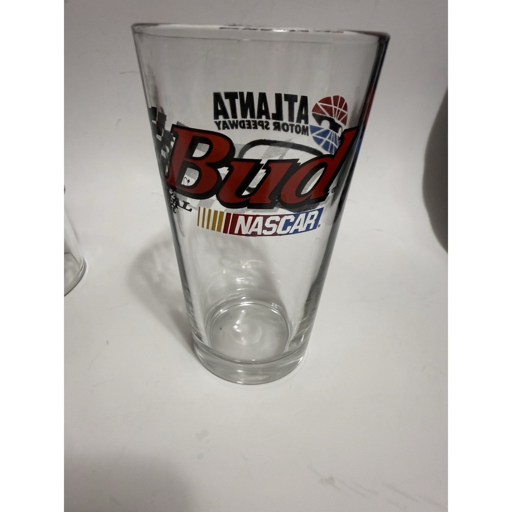 Bud Official Beer NASCAR Heavy Pint Libbey Glass Atlanta Speedway Georgia